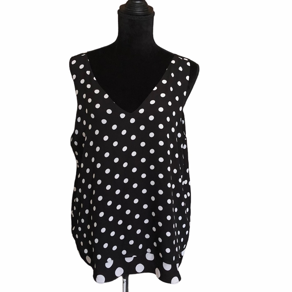 Black and white polka dotted tank